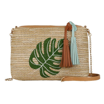 

Women Straw Shoulder Bags Embroidery Zipper Shopping Messenger Handbags