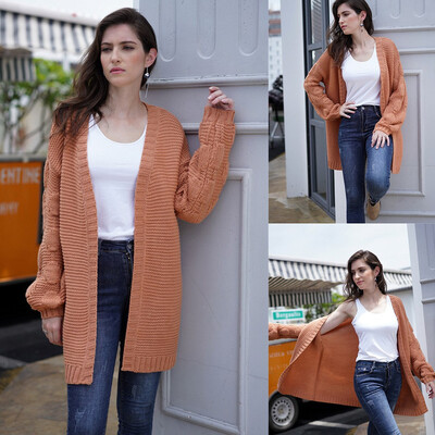

Toponeto Women ladys loose Long Sleeve Solid Color Cardigan Plush Sweater Coat