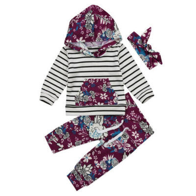 

3pcs Newborn Toddler Baby Girl Hooded Sweater TopsPants Outfits Set Clothes USA