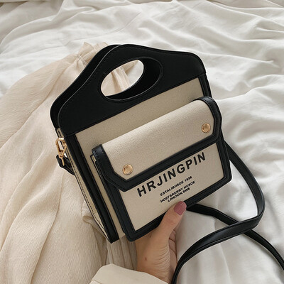 

Qiao Bani 2019 new South Korea ulzzang retro wind hit color canvas handbag shoulder diagonal tide handbag