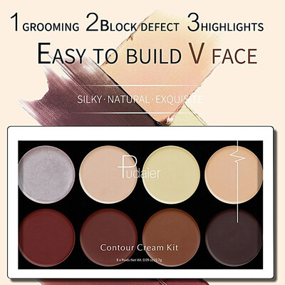 

Pudaier 8 Colors Professional Pressed Face Powder Bronzer&Highlighter Powder Palette Contour Highlight Concealer