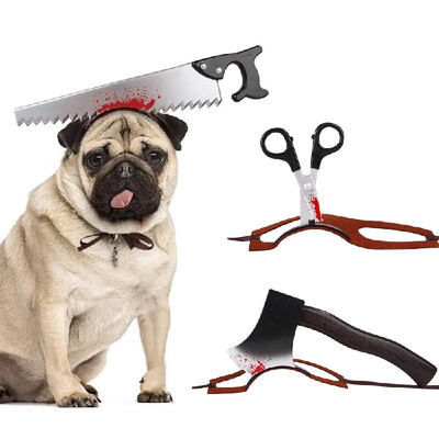 

Pet Dog Headband Accessories Axe Saw Scissor Horror Props Pet Halloween Costumes Cosplay Clothes Decoration Horrible Costume for D