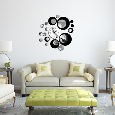 

Siaonvr Fashion Black Circle Around 3D Wall Clock Wall Sticker DIY Art Home Decoration