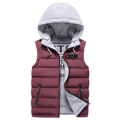 

Toponeto Fashion Men Autum Winter Hooded Solid Outwear Vest Jacket Tops Blouse