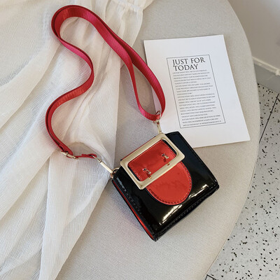 

Tailored Children Fashion Contrast Color Patent Leather Shoulder Messenger Bag Coin Bags