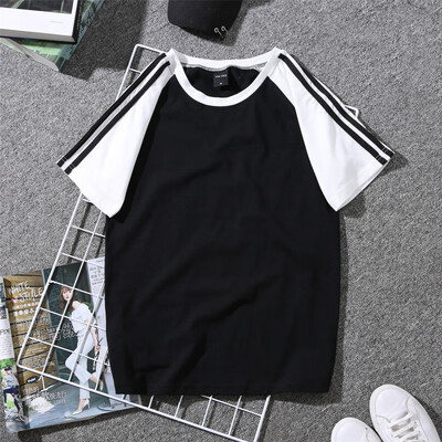 

Women Short Sleeve t shirt Print Couple Tees harajuku Students Plus Size Graphic Striped T-shirt 2018