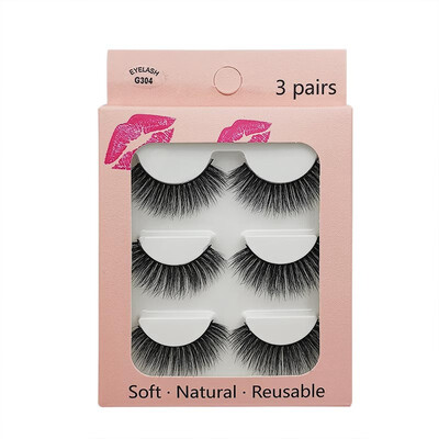 

Natural Dense Slender Handmade Reusable Fake Eye Lashes long makeup eyelash extension 3 Pairs 3D Imitation Mink False Eyelashes