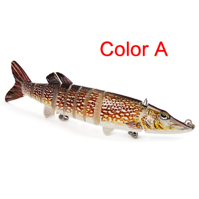 

128cm21g Artificial Fishing Lure Bait 3D Eyes 9 Segments Fish Lures 2 Hooks Sea Fishing Swimbait Tackle