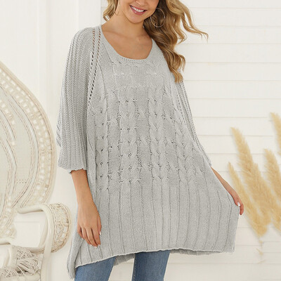 

〖Follure〗Women Casual O-Neck Pullover long Sleeve Loose Long Loose Knitted Sweater Tops