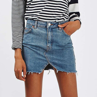 

Roseonmyhand Womens High Waist Casual A-Line Denim Distressed Bodycon Short Jean Skirt