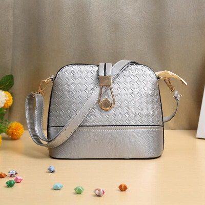 

New Women PU Crossbody Bag Weave Hasp Zipper Casual Vintage Shoulder Messenger Shell Bags