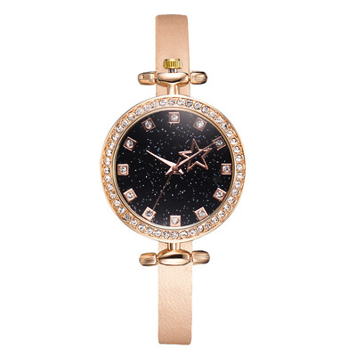 

Korean version of the small student watch wish hot new diamond starry quartz watch crocodile pattern PU fashion watch