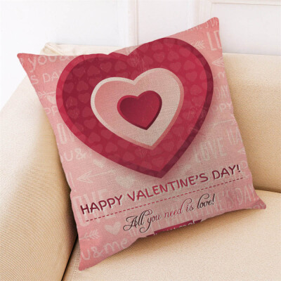 

Siaonvr Happy Valentine Pillow Cases Cotton Linen Sofa Cushion Cover Home Decor