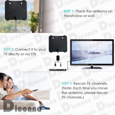

Thin Flat Antenna HD High Def TV Fox Scout HDTV DTV Sky Link Skylink Cable 1080p New