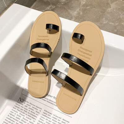 

Summer ins slippers women wear stylish flat-bottomed toe beach cool drag tide