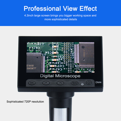 

Digital Microscope LCD 43inch Large Screen 720P High Definition 8 LED Lights with TF Card Slot Black