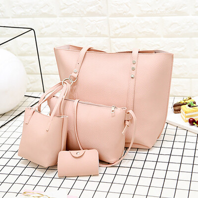 

Gobestart Fashion Women Leather Four-Piece Shoulder Crossbody Bag Clutch Wallet Retro Bag