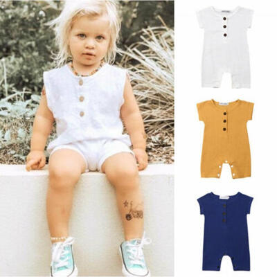 

US Newborn Baby Boys Linen Romper Bodysuit Playsuit Outfit Summer Clothes 0-24M