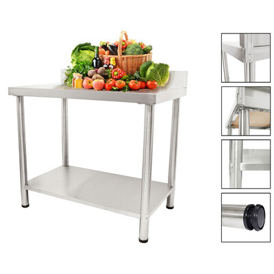 

Ktaxon Heavy Duty Stainless Steel Work Table Bench with Backsplash for Commercial Home Kitchen Prepare&Casters