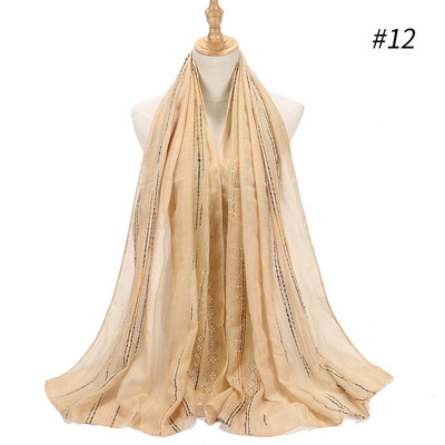 

Cross-border express sales foreign trade gold wire stripe porcelain point color diamond cotton&linen scarf Muslim ladies baotou