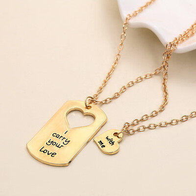 

High Quality European&American Trade Jewelry I Carry Your Love with Me Couples Heart-shaped Pendant Necklace