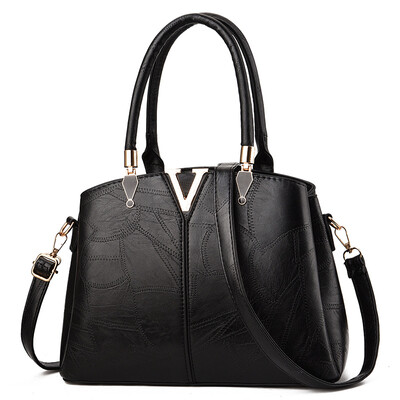 

10 pieces from the batch retro texture fashion female bag V word metal shoulder bag OL commuter handbag