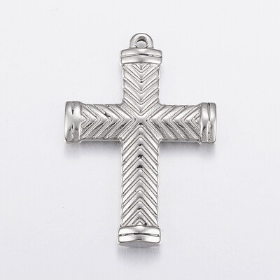 

304 Stainless Steel Pendants Cross Stainless Steel Color 405x28x45mm Hole 2mm