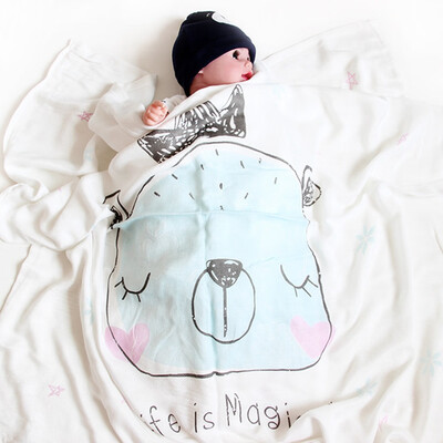 

Baby Double Bamboo Fiber Bath Towel Soft Baby Cartoon Print Towel High Quality
