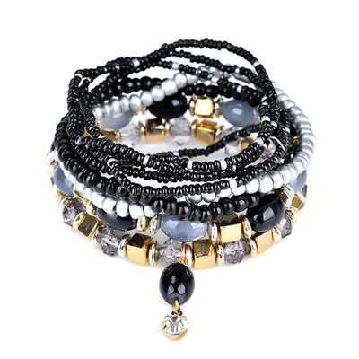 

Bohemian Crystal Bracelet Multilayer Small Beads Elastic Bracelets Jewelry Women
