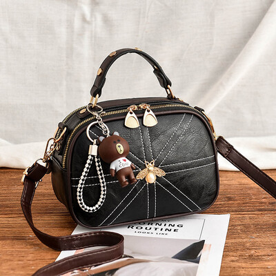 

Texture womens bag summer fashion network celebrity small black bag simple single shoulder oblique satchel bag