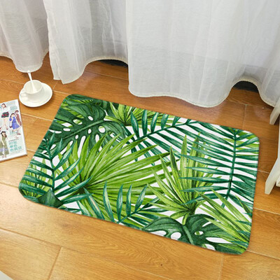 

Gobestart Tropical Plant leaves Pattern Polyester Bathroom Kitchen Carpet 40x60cm