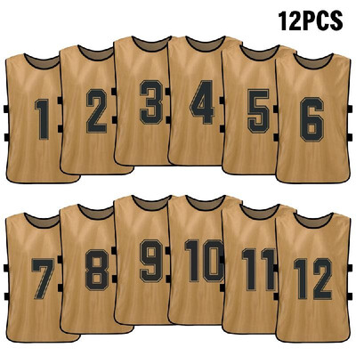 

12 PCS Kids Football Pinnies Quick Drying Soccer Jerseys Youth Sports Scrimmage Basketball Team Training Numbered Bibs Practice