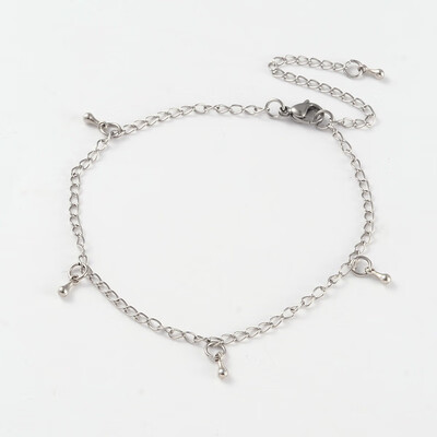 

304 Stainless Steel Charm Anklets with Alloy Charms&Stainless Steel Charm Lobster Clasps&End Chains Stainless Steel Colo