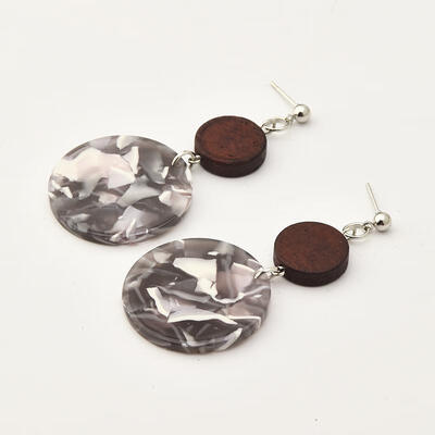 

Korean Statement Wooden Earrings Acetic Acid Geometric Round Acrylic Dangle Drop Earrings For Women Earings Fashion Jewelry 2019