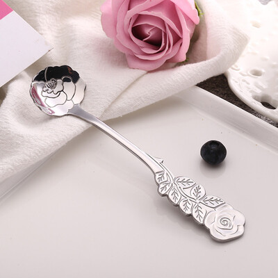 

Toponeto Stainless Coffee Spoon Flower Shape Dessert Ice Cream Candy Tea Spoon