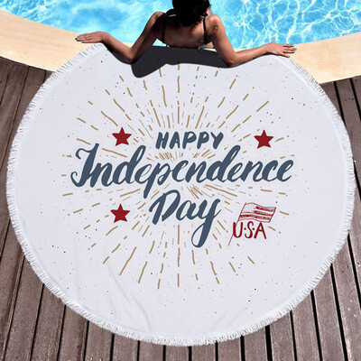 

Gobestart Independence Day Round Beach Pool Home Shower Towel Blanket Table Cloth Yoga Mat