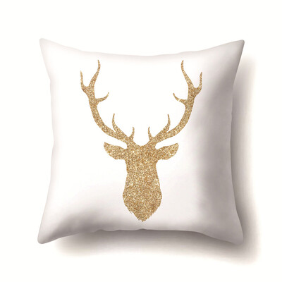

18x18" Gold Christmas Elk Pillowcases Cushion Cover Car Sofa Bedding Home Decor