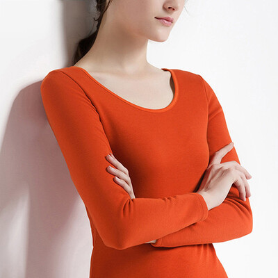 

CANVAUS Winter Cotton Velvet Solid Slim T-shirt O-Neck Long Sleeve T Shirt For Women Ladies Tops Undershirt F537A