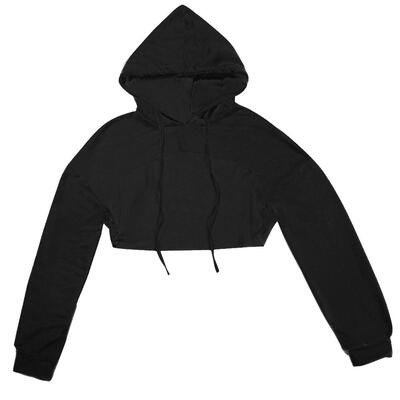 

Cut out Crop Tops Hooded Sweatshirts Women Casual Pullovers Front Hollow