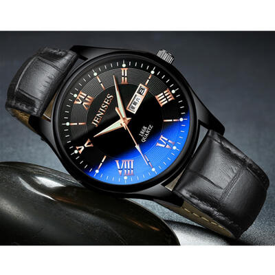 

Multi Function Quartz Wristwatch Waterproof Watch With Leather Strap For Men