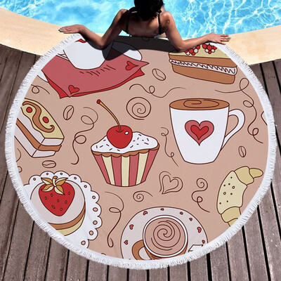 

Gobestart 1 PC Round Beach Pool Home Shower Towel Blanket Table Cloth Yoga Mat