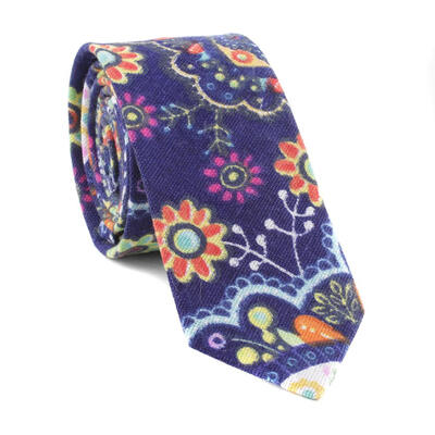 

Men Ties Casual Floral Print Flax Party Narrow Slim Business Formal Necktie