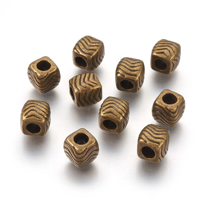 

Tibetan Style Alloy European Beads Large Hole Beads Lead Free&Nickel Fee&Cadmium Free Cube Antique Bronze 10x9mm