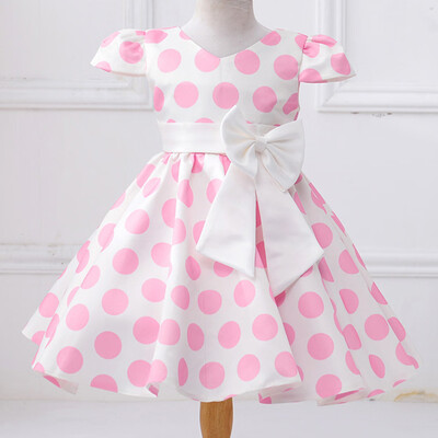 

Kids Baby Girls Flower Dot Bow Princess Party Performance Formal Tutu Dress
