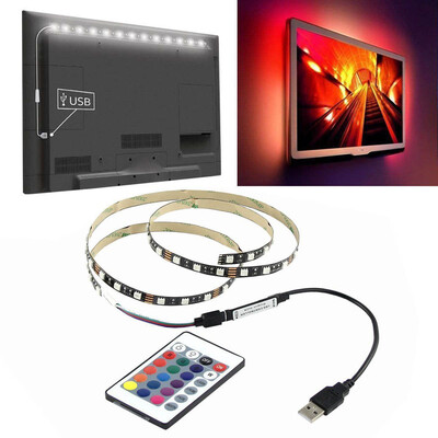 

Gobestart 5V 5050 60SMDM RGB LED Strip Light Bar TV Back Lighting KitUSB Remote Control