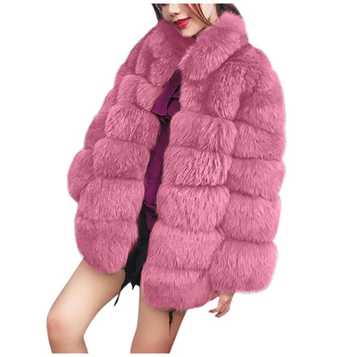 

Toponeto Womens Fashion Solid Lapel Faux Plush Coat Cardigan Loose Pocket Jacket Coat