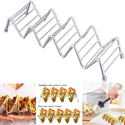 

Gobestart Wave Shape Stainless Steel Taco Holder Display Holders Kitchen Food Rack Shell