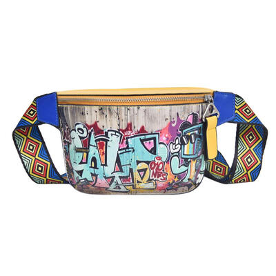 

Street Fanny Waist Pack Women Leather Graffiti Shoulder Chest Belt Handbags