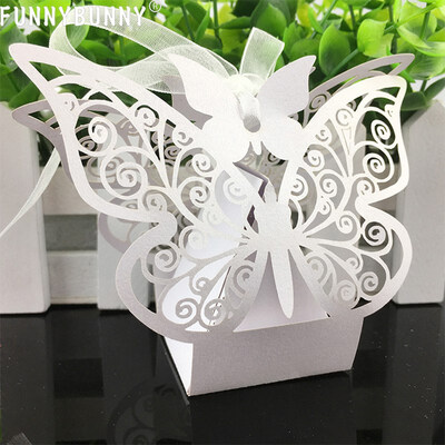 

FUNNYBUNNY 10 PCS Butterfly Laser Cut Favor Boxes Wedding Gift Boxes for Party Favors Packaging Gift Boxes Gift Bag Candy