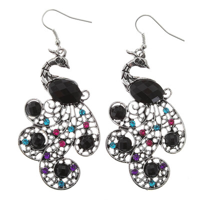 

1 Pair Bohemian Style Lady Women Vintage Retro Crystal Peacock Earrings Drop Earring New Hot Sale Fine Jewelry